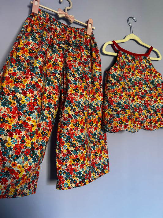 Floral Wide Leg Cotton Trouser
