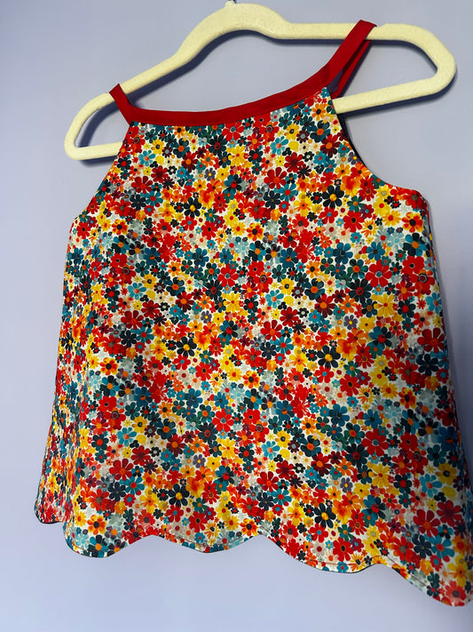 Floral Scalloped Swing Vest Top