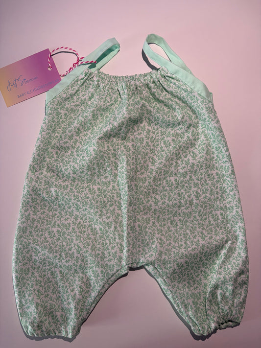 Green Floral Cotton Romper